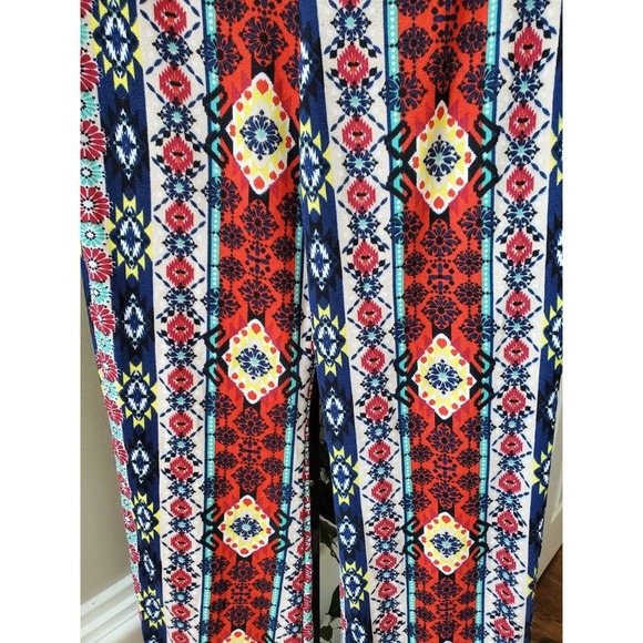 Multicolor Boho Womens Polyester High Waisted Wide Leg Calypso Pant Small - Picture 3 of 7